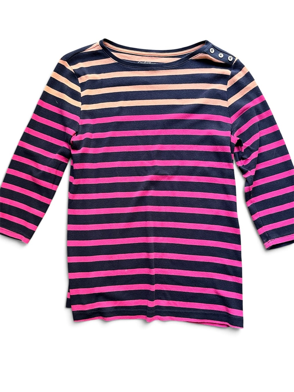 croft & barrow Navy, Pink & Peach Striped Long-Sleeve Tee
